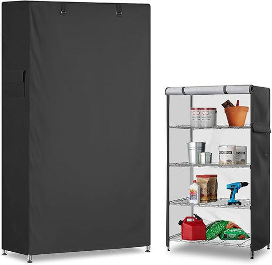 Storage Shelf Cover,Outdoor Heavy Duty 600D 36''W x 14''D x 54''H Dustproof Waterproof Shelf Covers for Wire Shelving,Storage Rack Cover with Zipper