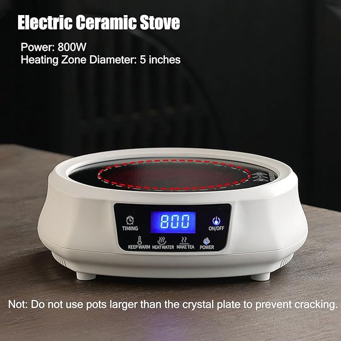 Portable 800w Electric Mini Stove Hot Plate, Electric Ceramic Stove With Adjustable Power Levels For Boiling Water Making Tea And Coffee(white)