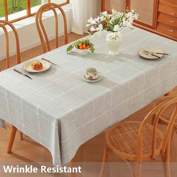 TruDelve Cloth Tablecloths Gray Table Cloth Rectangle Tables Oblong Boho Tablecloth for Dining Table Cover(Grey,86"x52",Rectangular)