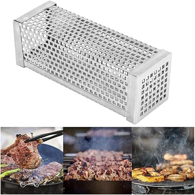Smoke Tube, 304 Stainless Steel BBQ Wood Pellet Smoker Tube Cold Smoke Outdoor Square Barbecue Accessory Pellet Smoker for Electric, Gas, Charcoal Grill or, 6in
