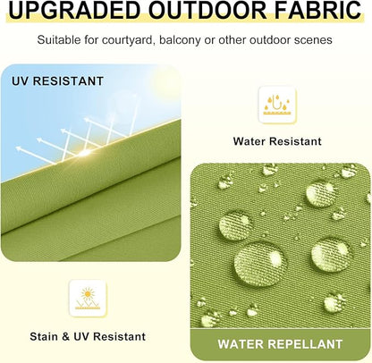 downluxe Outdoor Chair Cushions Set of 4 for Patio Furniture, Water-Resistant Square Corner Patio Chair Cushions with Ties, High Density Foam Outdoor Seat Cushion, 18.5" X 16" X 3", Sage Green