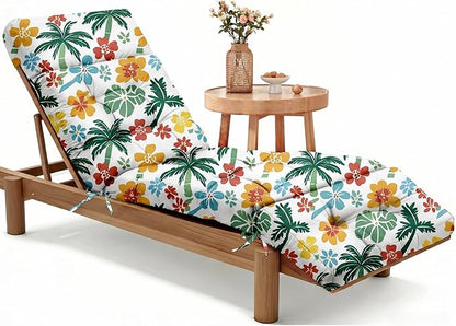 MAGIC ELEPHANT Chaise Lounge Cushion Outdoor, Memory Foam Patio Lounge Chair Cushion with Ties for Outdoor Furniture, 74 x 22 x 4 Inch (Hawaiian Palm Floral)
