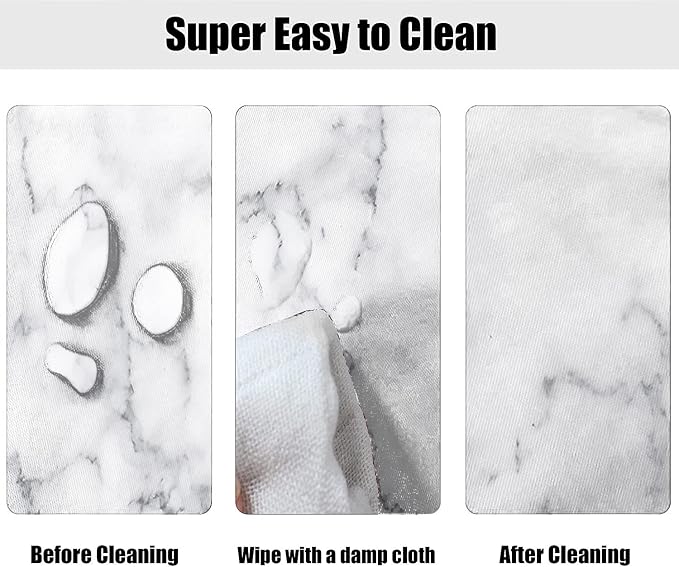 White Marble Polyester Oval Tablecloths, Ruitic Black and Grey Marble Pattern Elastic Fitted Table Cover, Table Cloth for Kitchen Dining, Party, Holiday, Christmas, Buffet, Fits up to 60x84 In Tables