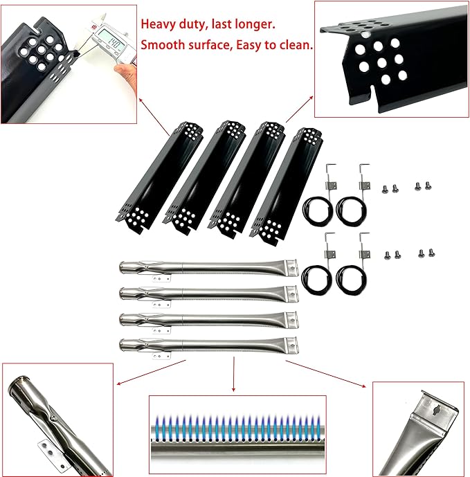 Kits DG278 Replacement for Nexgrill 720-0830H,720-0888N/S,720-0783E,720-0830X, Grill Burner, Heat Plates, Igniter Kit for Home Depot Nexgrill 4 Burner 720-0830H, 4pack