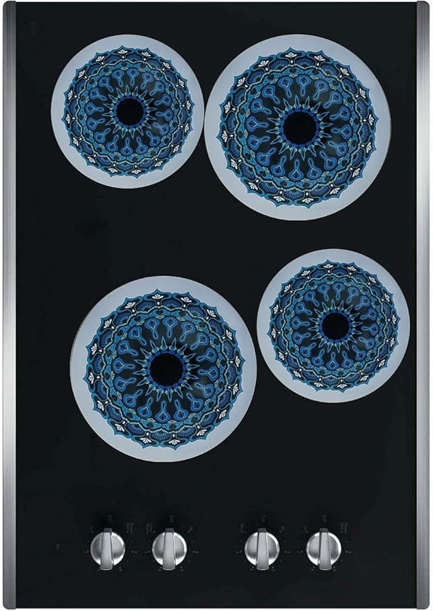 Ritadeshop Burner Covers for Electric Stove (Blue Mandala, Round 8/10'')