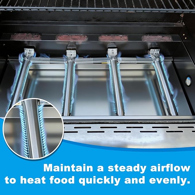 Grill Replacement Parts for Kenmore 3-Burner Gas Grills 146.23678310 146.29162310 146.23674310 146.23673310, Stainless Steel Heat Plates Grill Burners and Crossover Tube for Kenmore Accessories