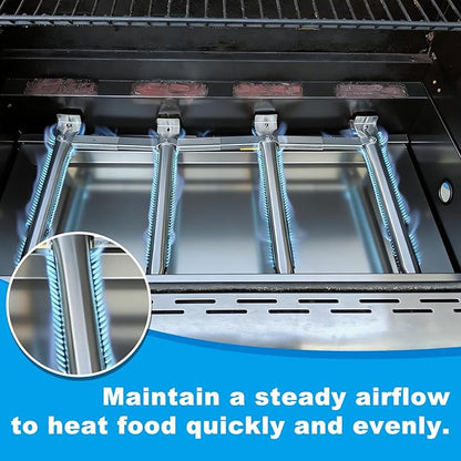 Grill Replacement Parts for Kenmore 3-Burner Gas Grills 146.23678310 146.29162310 146.23674310 146.23673310, Stainless Steel Heat Plates Grill Burners and Crossover Tube for Kenmore Accessories