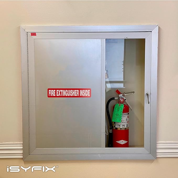 iSYFIX Fire Extinguisher Inside Sticker Sign – 10 Pack 12x2.5 Inch – Self-Adhesive Reflective Vinyl Decals, Laminated UV, Weather, Scratch, Fade Resistance, for Cars, Trucks, Trailers & Vehicles