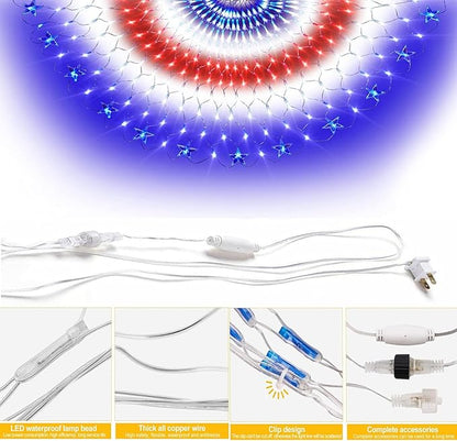 DDMY American Flag Lights 4th of July Lights with 243 Super Bright LEDs Waterproof Patriotic Flag Net Light of The United States for Memorial Day/4th of July Independence Day/Yard/Garden Decor