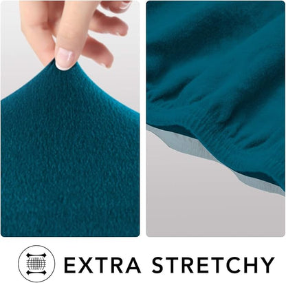 PureFit Stretch Chair Covers Fleece Couch Covers for Sofa Peacock Blue | 1-Piece Spandex Couch Cover Soft Couch Protector, Sofa Cover Washable with Non Skid Foam and Elastic Bottom for Kids, Dogs