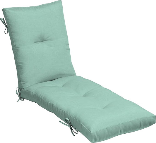 Arden Outdoor Plush Modern Tufted Chaise Cushion, 76 x 22, Rain-Proof, Fade Resistant, Tufted Cushion for Chaise Lounger Aqua Leala | Plush Comfort, Modern Tuft, Lounge Cushion, Rain-Proof, Fade Resistant, Mold and Mildew Resistant