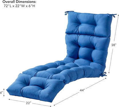 Greendale Home Fashions 72 x 22-inch Outdoor Chaise Lounge Cushion, Blue