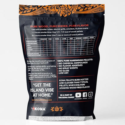 Kona Indoor Smoker Pellets Variety Pack - Intended for GE Smart Profile Indoor Smoker, Apple, Cherry, Mesquite, Supreme Blend, 4, 2 lb Resealable Bags