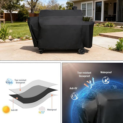 Grill Cover for Pit Boss 1100 Pro Series Triple-Function Combo Grill PB1100PSC1/PB1100PSC2 Sportsman PB1230 Wood Pellet/Gas Combo Grill, Heavy Duty 600D Waterproof Fabric Grill Cover for PB 67364