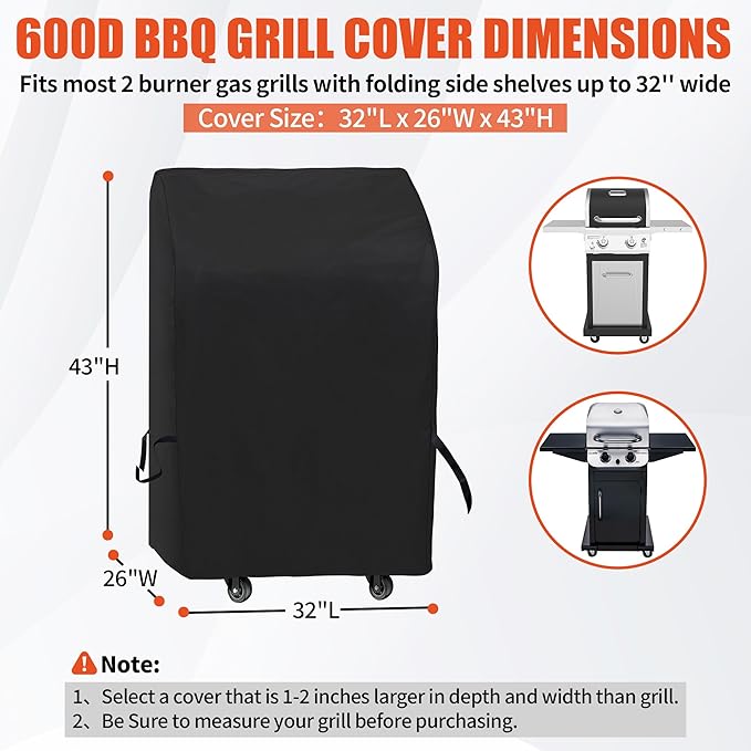 iCOVER Small Grill Cover 30 Inch, 600D Weatherproof BBQ Covers, Waterproof Outdoor Heavy Duty Protection for Gas Grills Smoker, Two Burner BBQ