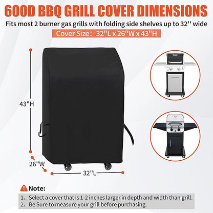 iCOVER Small Grill Cover 30 Inch, 600D Weatherproof BBQ Covers, Waterproof Outdoor Heavy Duty Protection for Gas Grills Smoker, Two Burner BBQ