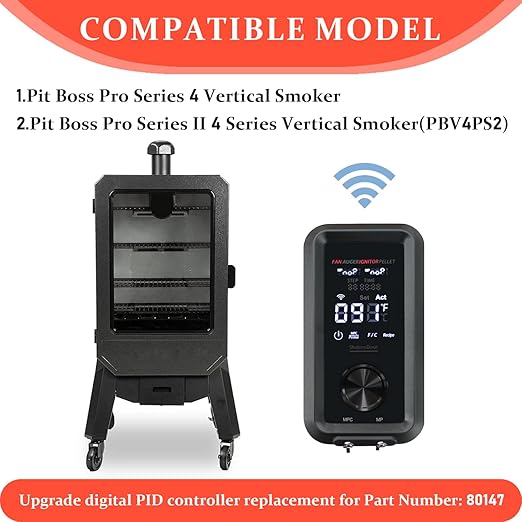 Replacement 80147 Digital PID Vertical Control Board Parts for PBV4PS2, Compatible with Pit Boss Pro Series II 4-Series Wood Pellet Vertical Smoker, Comes with WiFi and Bluetooth Function