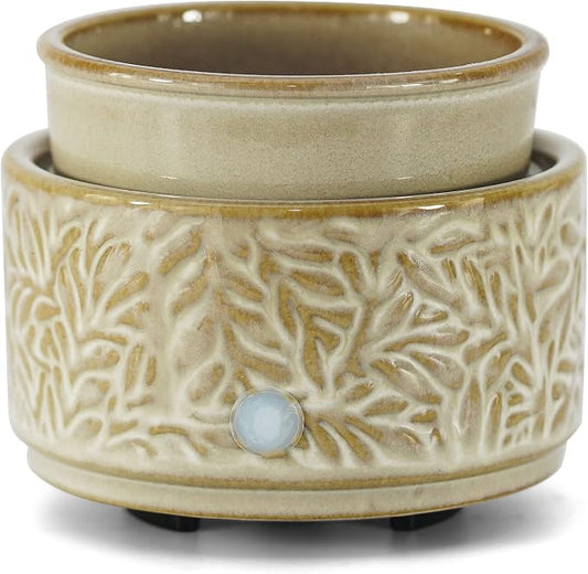 ElusiaKa Wax Melt Warmer 3-in-1 Electric, Ceramic Wax Burner for Scented Wax, Scented Wax Melter & Essential Oil Burner for Home Aromatherapy-Tan