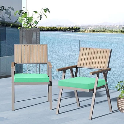 Cozyide Outdoor Chair Cushions, Waterproof Patio Seat Cushions with Adjustable Straps, Square Corner Patio Chair Cushions for Garden, Aqua Blue, 18.5x16x3 Inch (Pack of 4)
