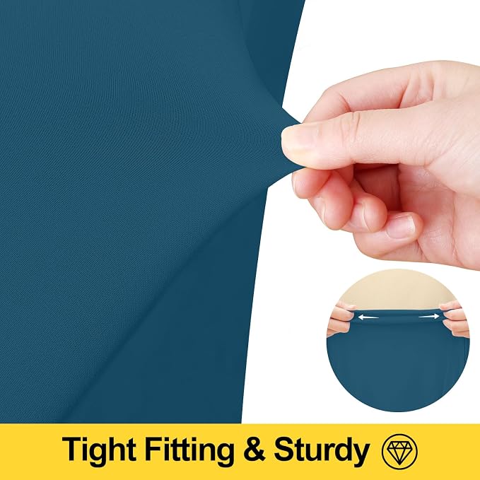 Smiry 2 Pack Spandex Elastic Fitted Table Cloth Skirt for 6FT Table | Stretch Washable Table Cloth, Banquet Table Cover for Wedding, Party, Indoor & Trade Shows, (Peacock Blue, 72Lx30Wx30H)