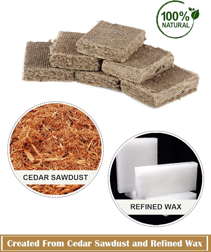 KAMaster 48 Squares Starter Blocks for Big Green Egg,Fire Starter Squares Waterproof Easy Fire Charcoal Starter Perfect for Barbecue Grills, BGE, Kamado Joe,Smokers, Wood Stove