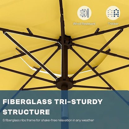 10ft Patio Umbrella, 3 Tier Outdoor Market Table Umbrellas with 8 Fiberglass Ribs and Push Button Tilt, Windproof, Vented Canopy, UV Protection for Deck, Pool, Backyard