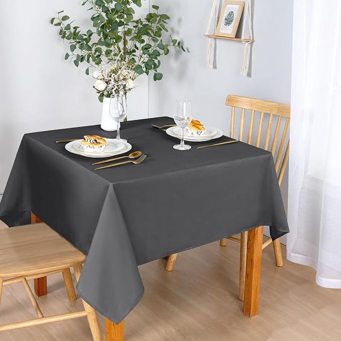 DWCN Square Tablecloth - 40 x 40 Inch - Waterproof Stain and Wrinkle Resistant Washable Table Cloth, Decorative Fabric Table Cover for Kitchen Dining Room Party and Outdoor Use, Grey