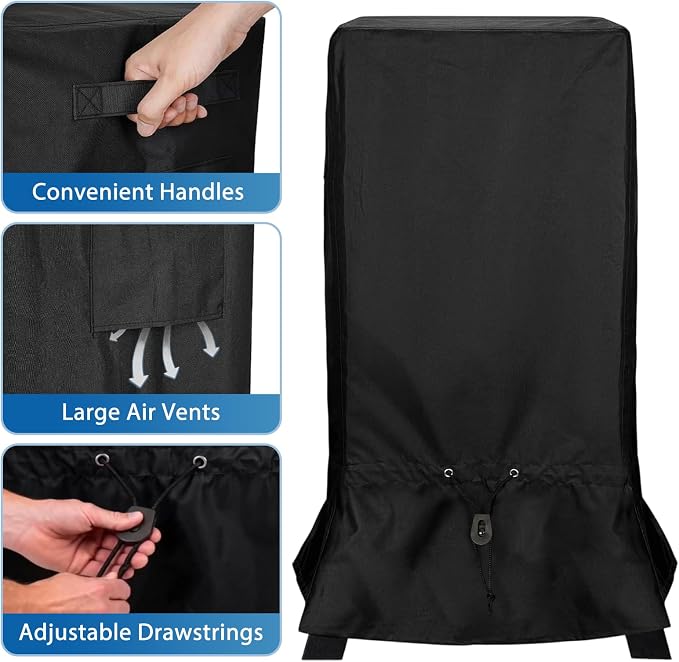 30 inch Waterproof Smoker Cover Compatible with Masterbuilt/East Oak and Most 30-inch Vertical Smoker Models with or Without Legs, Foldable Skirt, Heavy Duty 600D Polyester