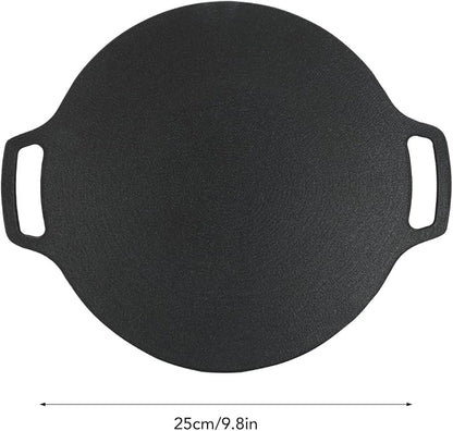VBESTLIFE Korean Grill Pan, Double Handle Non Stick 6 Layer Coating Aluminum Alloy Gas Cooker Round BBQ Griddle for Outdoor Camping