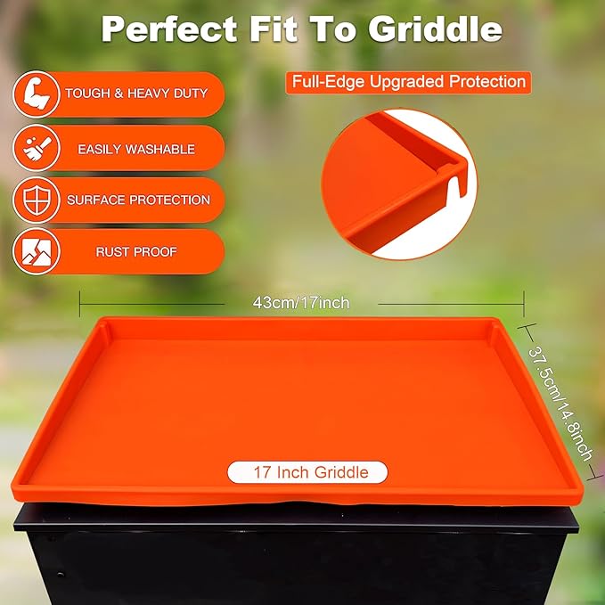 Full-Edge 17" Silicone Griddle Cover, Compatible with Blackstone Griddle, Food Grade Silicone Griddle Cover, Protect Your Griddle from Dirt & Rust All Year Round