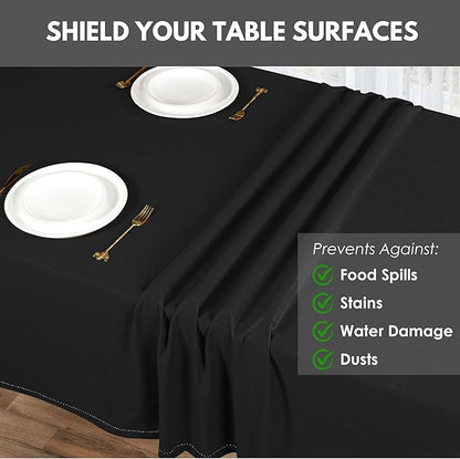 Farmhouse 52"x70" Tablecloth 100% Cotton Washable Rustic Rectangle Table Cover Decorative for Gifts, Dining, BBQ, Buffet Parties & Camping - Black