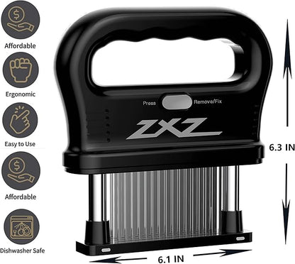 ZXZ Premium Meat Tenderizer Mallet – 48 Stainless Steel Blades, Ideal for Marinated Meats, Beef, Steak, Chicken, Poultry & More – Kitchen Must-Have Tools for Chefs & Cooking Enthusiasts