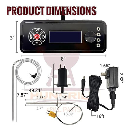 WiFi Controller Combo Set Replacement for Masterbuilt Gravity Series 560/800/1050 Digital Charcoal Grill - Full Kit with WiFi Control Panel, RTD Probe, 4 Meat Probes, 3 Door Switches & Power Adapter