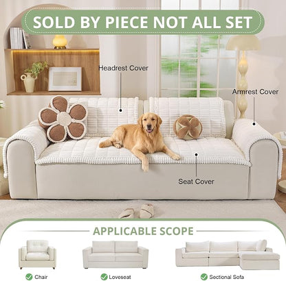 OstepDecor Couch Cover for Dogs, Washable Non Slip Sofa Cover for Pets | Soft Couch Covers for Sofa, Loveseat and Sectional, Furniture Protector Against Pet Hair & Dirt (27.6" x 47.2", White)