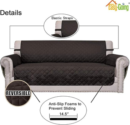 Easy-Going Reversible Couch Cover, 2 Cushion Sofa, Chocolate/Chocolate | Oversized Loveseat Slipcover For Dogs, Water Resistant Mat, Living Room, Non-Slip Sofa Cover, Pet Friendly