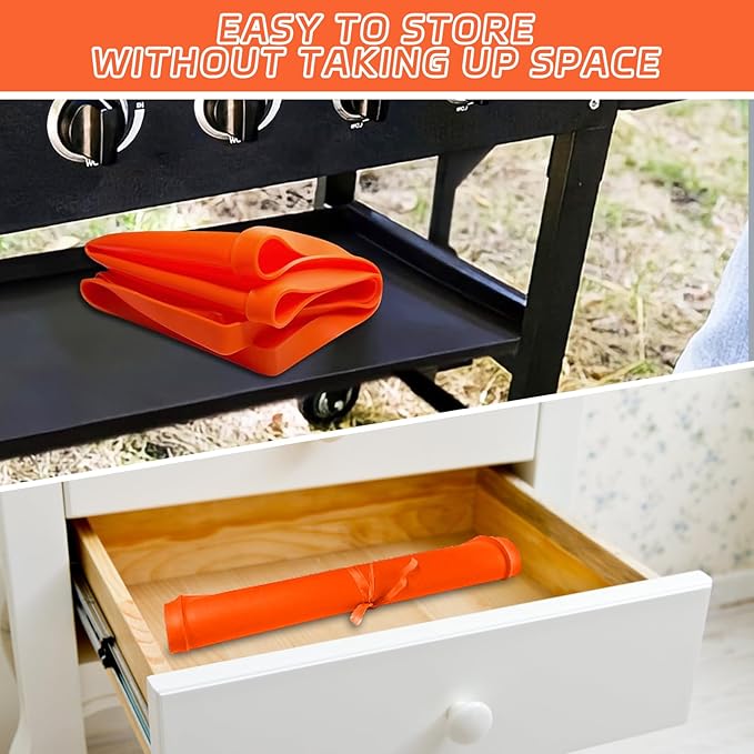 Griddle Cover Mat for Blackstone (28XL), Protect Your Blackstone from Dirt and Rust Throughout The Year, Waterproof and Insect-Proof Mattress Protector, Food Grade Silicone Grill Mat (Orange)