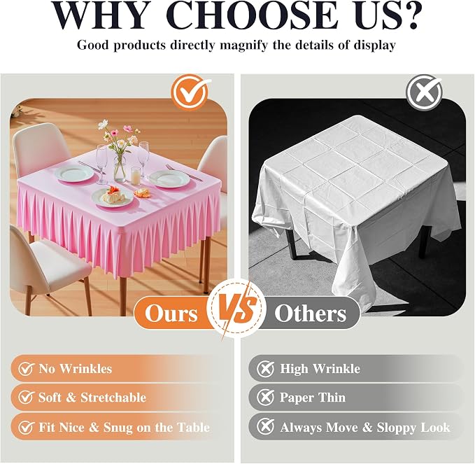 PARTISKY Baby Pink Spandex Square Tablecloths 34x34 Inch, 4 Pack Wrinkle Free Fitted Card Table Cloth Stretch Square Table Cover for Kitchen Dinner, Holiday Party, Wedding Banquet, Display Trade Show