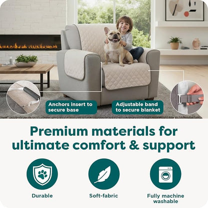 FurHaven Water-Resistant Sofa Cover for Dogs & Cats, Reversible Couch Protector with Secure Straps and Pinsonic Quilted Fabric, Machine Washable Couch Cover, Large Sofa, Gray Mist