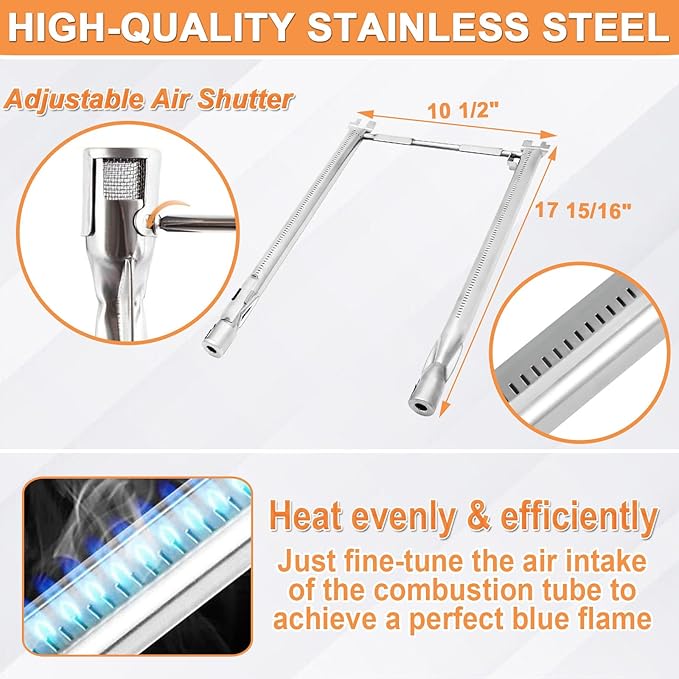 Grill Parts for Weber Spirit 2 Parts, Replacement for Weber GS4 Spirit II/I E210 S210 E220 S220,GS4 Parts for Webber Spirit 2 Burner Tube 67024 69785, 7635 Flavorizer Bars & Crossover Tube 69899 67278