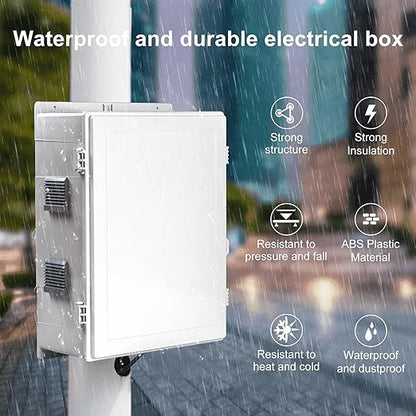Namunanee Outdoor Electrical Junction Box, ABS Water Resistant Enclosure with Internal Mounting Panel & Hinged Cover, 16.1" H* 12.2" L* 5.9" W