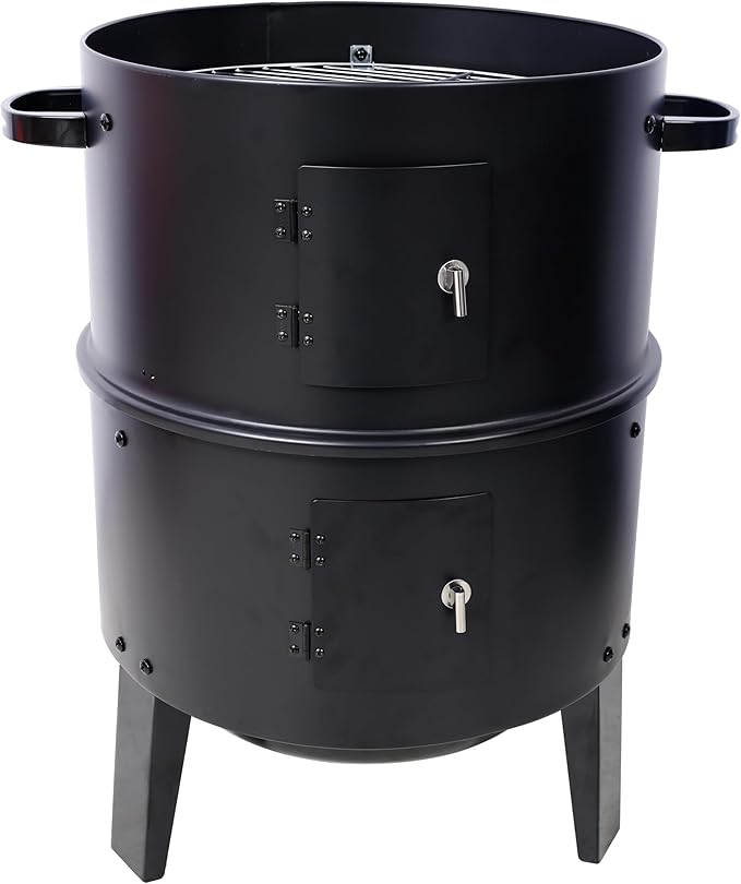 Gecheer 16 Inch Vertical Charcoal Smoker Grill - 3-in-1 Outdoor BBQ, Portable for Camping with Adjustable Vents & Thermometer