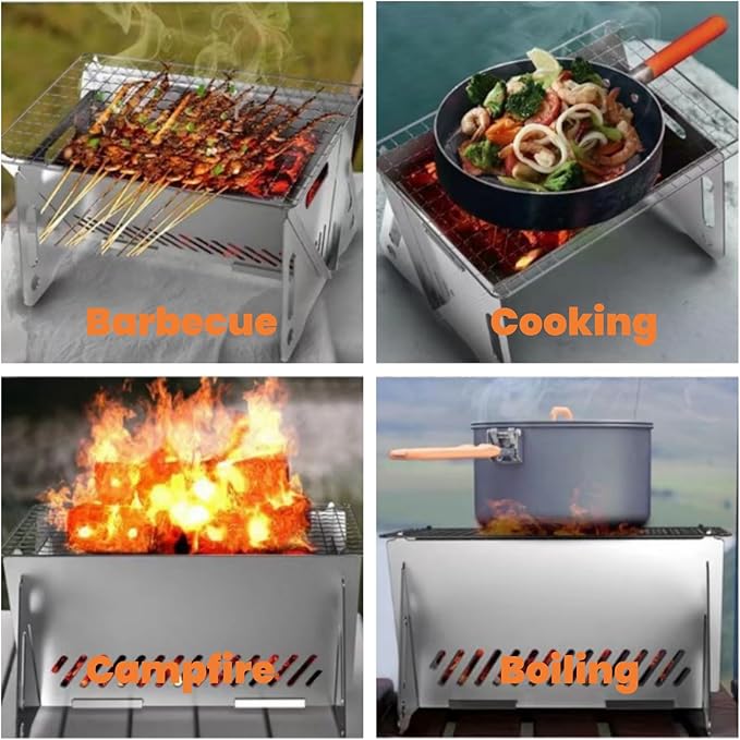 Mini BBQ Grill, Portable Charcoal Grill, Small Barbecue Grill suitable for1-2 people Camping Patio Outdoor, Table Top Folding Grills, Roast Stove for Beach, Backpacking, Hiking, Traveling