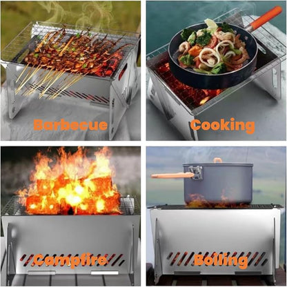 Mini BBQ Grill, Portable Charcoal Grill, Small Barbecue Grill suitable for1-2 people Camping Patio Outdoor, Table Top Folding Grills, Roast Stove for Beach, Backpacking, Hiking, Traveling