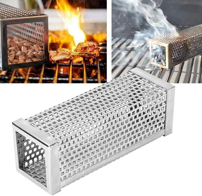 Smoke Tube, 304 Stainless Steel BBQ Wood Pellet Smoker Tube Cold Smoke Outdoor Square Barbecue Accessory Pellet Smoker for Electric, Gas, Charcoal Grill or, 6in
