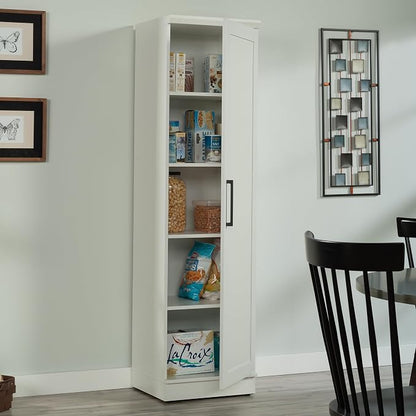 Sauder HomePlus Pantry Storage Cabinet, Soft White | Single Door, Adjustable Shelves, Kitchen Storage Cabinet