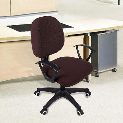 Smiry Office Computer Chair Covers for Desk Rotating Chair Protector | Stretch Jacquard Removable Washable Universal Slipcovers, Seat + Backrest Cover, Chocolate