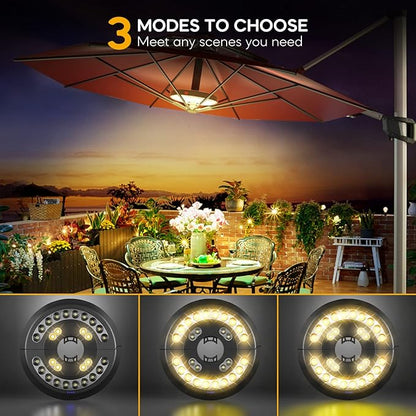Eletorot 2packs Patio Umbrella Lights-Rechargeable Outdoor Lights for Patio | Patio Table Light 28 LED 3 Lighting Modes for 1.25-1.9inch Pole, Pool Accessories, Garden Backyard Decor