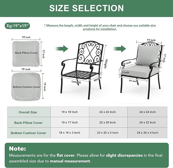 Summsun Patio Cushions for Outdoor Furniture, Faux Linen Water Resistant Backrest and Deep Seat Cushion Set with Non-Slip Bottom, Ties, Removable Cover, 22 x 22 Inch, Light Grey, Set of 4