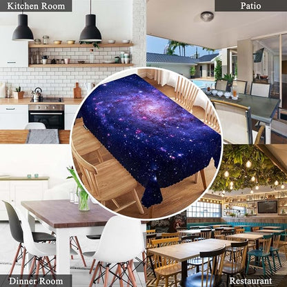 Swono Galaxy Space Tablecloth Blue Galaxy Constellation Universe Space Decorative Table Cover for Kitchen, Party Banquet and Holiday Tablecloth, 52x70 Inch(4-6 Seats)