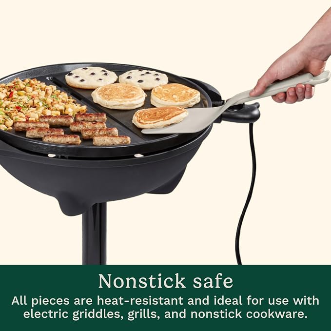 Cuisinart 5-Piece Nylon Griddle Tool Set with Spatula, Griddle Spatula, Locking Tongs & 2 Silicone Egg Rings, Flat Top Grill Accessories for Electric Grills, Great for BBQ, Tailgating, Camping